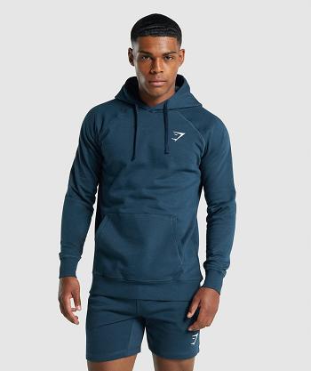Pánské Mikiny S Kapucí Gymshark Crest Tmavě Blankyt | CZ 2729WNB